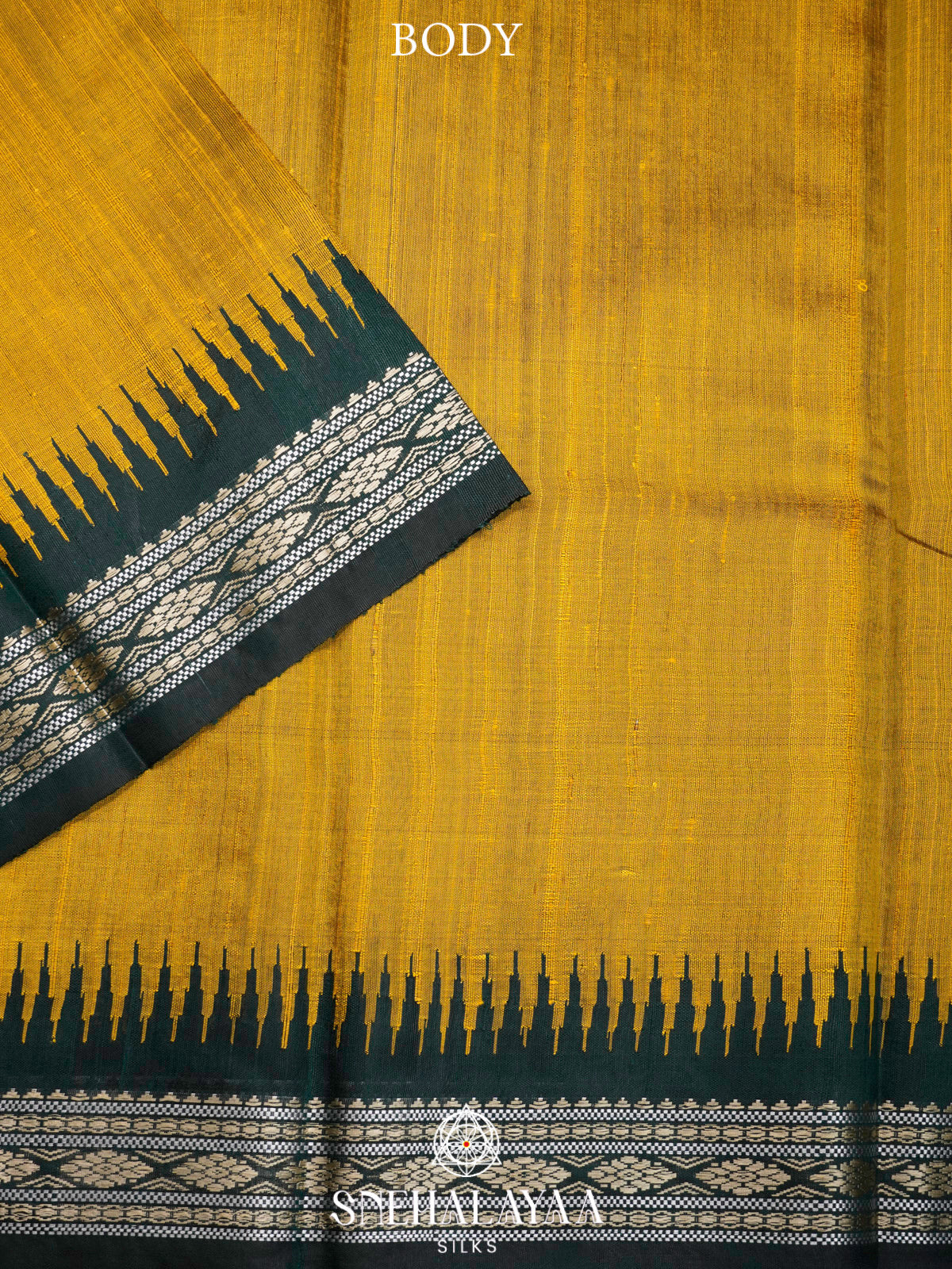 Ochre Gold Dupion Silk Saree