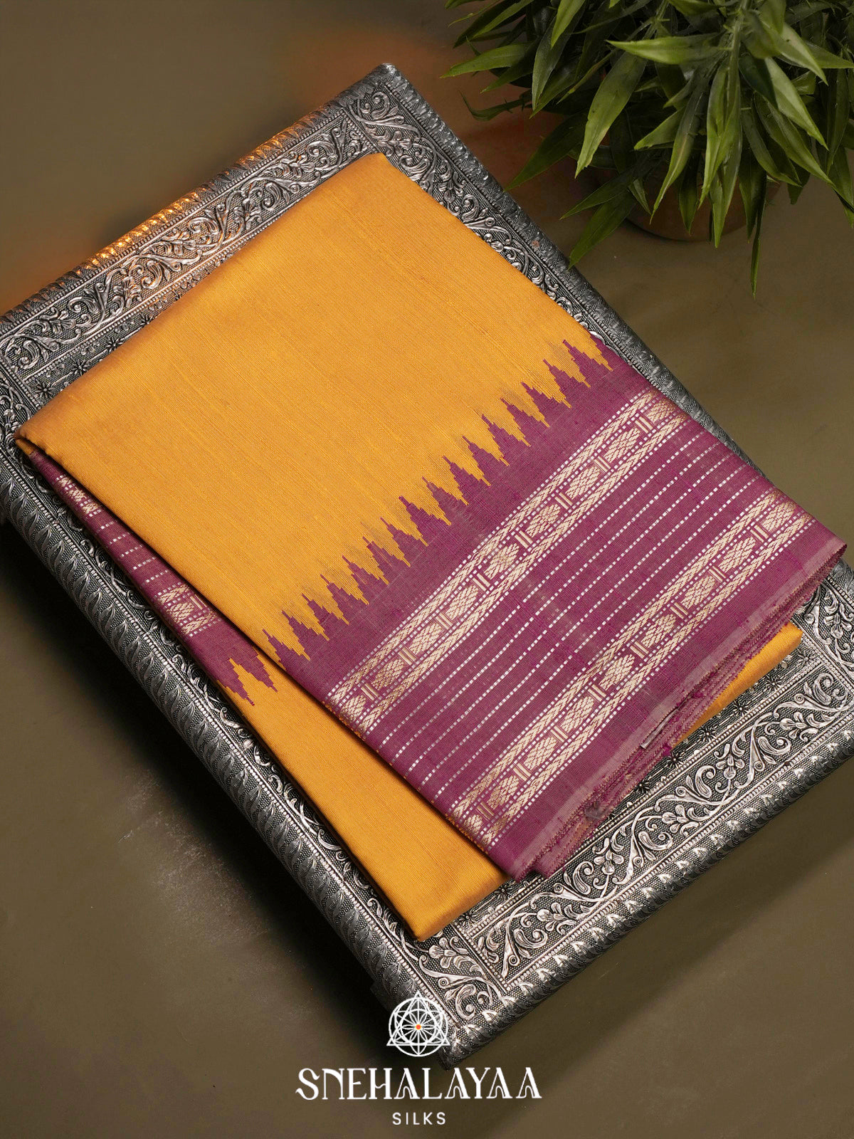 Golden Yellow Dupion Silk Saree