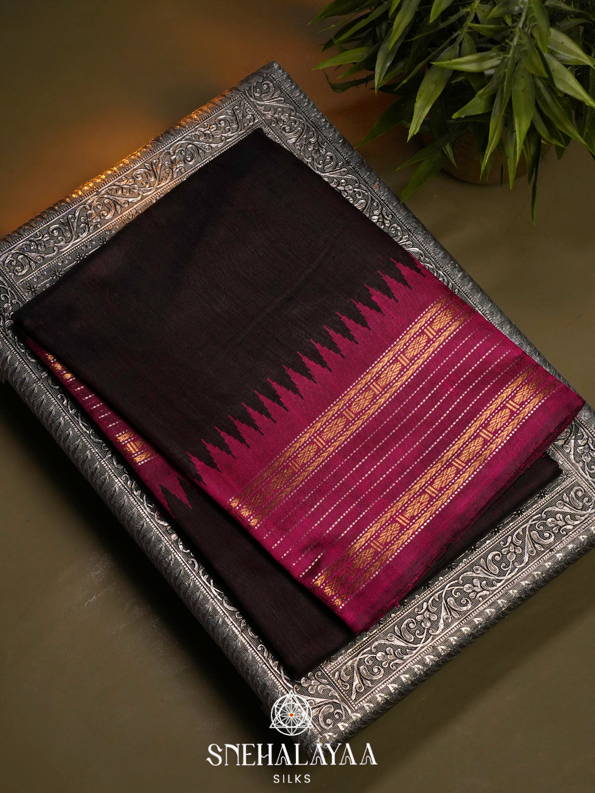 Brown Dupion Silk Saree