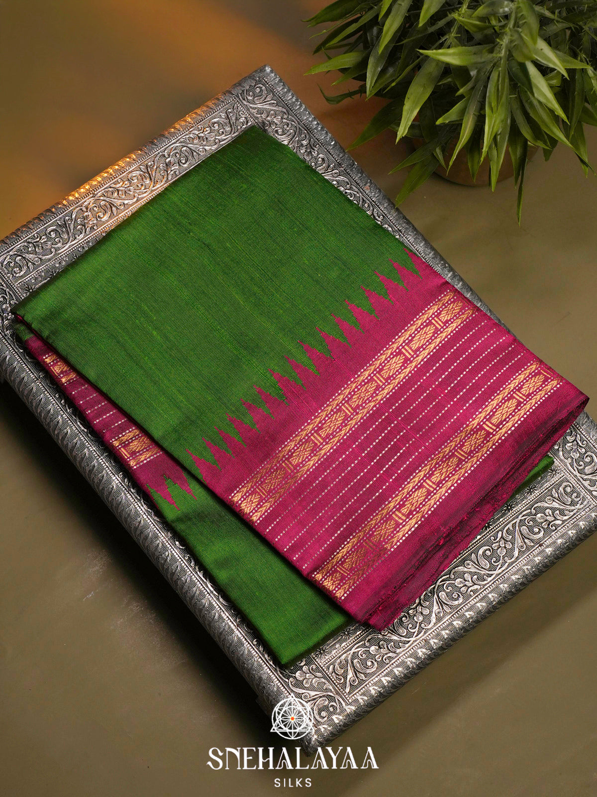 Green Dupion Silk Saree