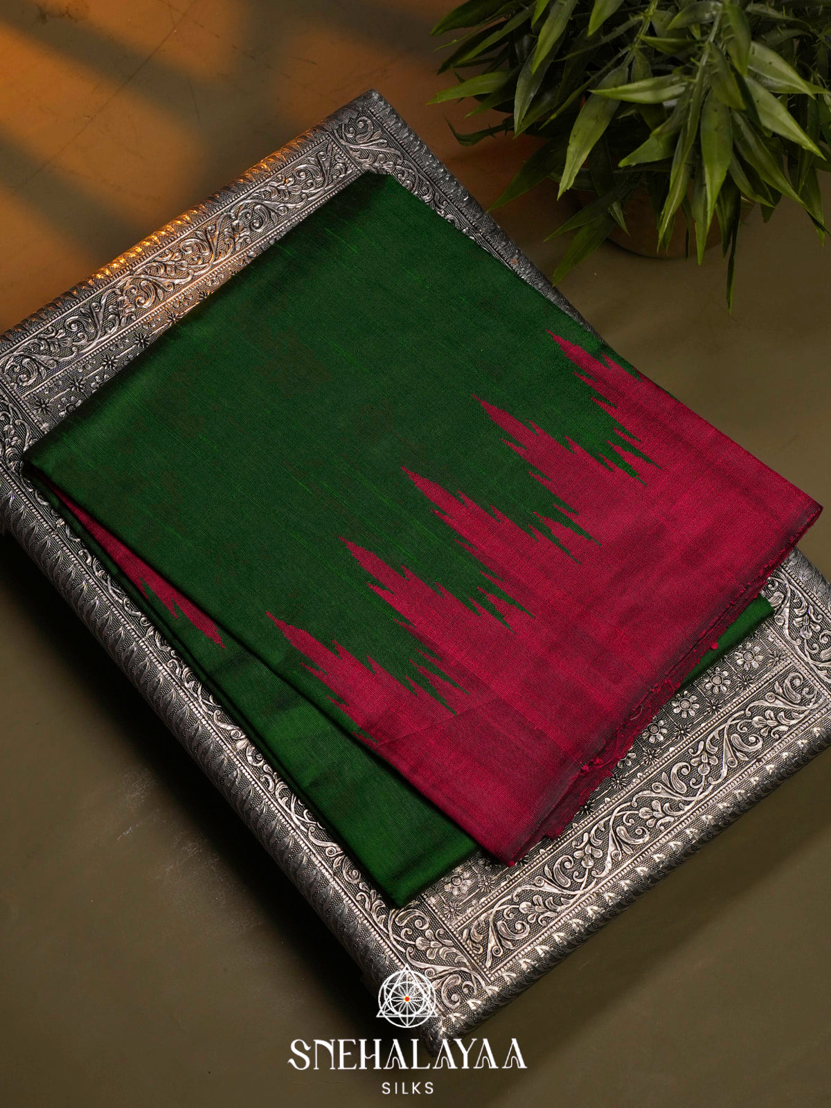 Green Dupion Silk Saree