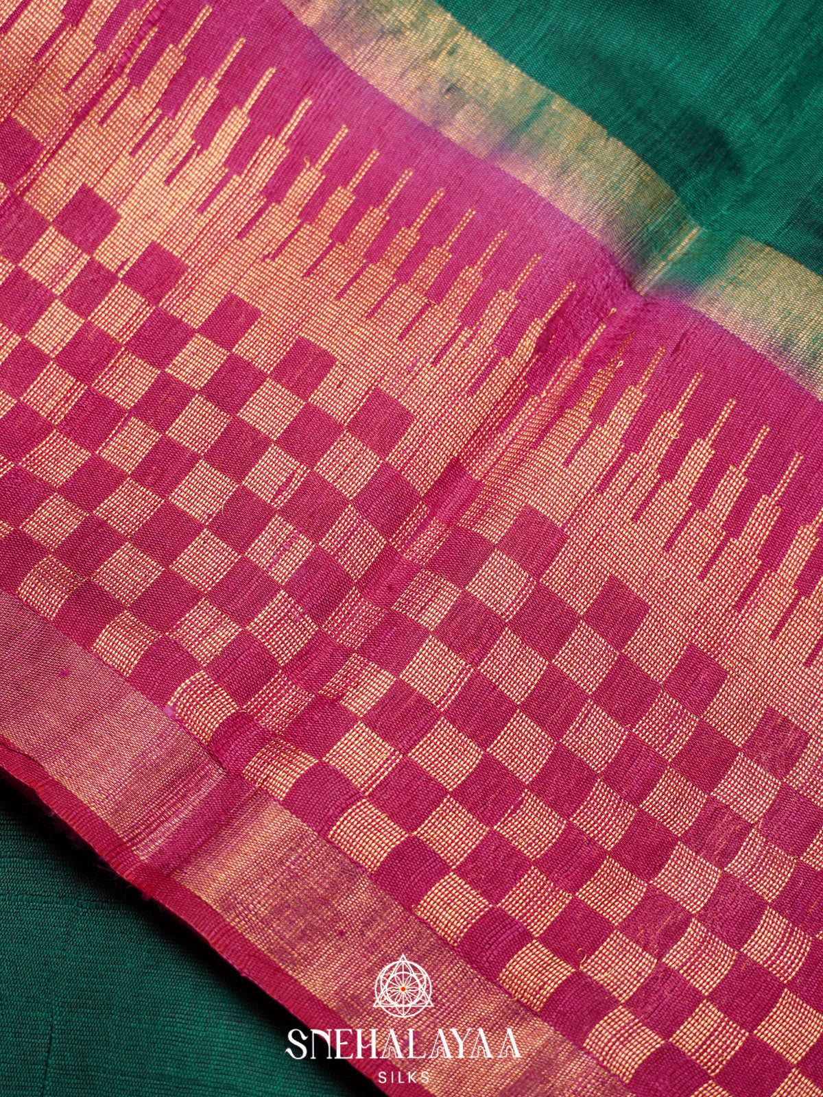 Teal Green Dupion Silk Saree