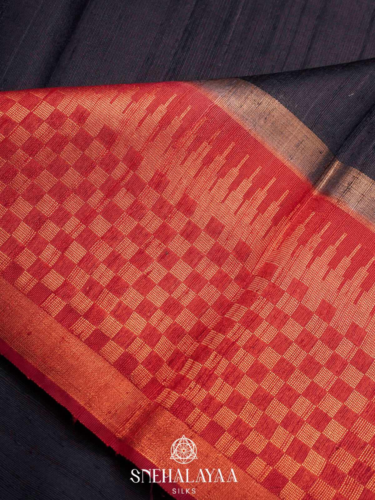 Black Dupion Silk Saree