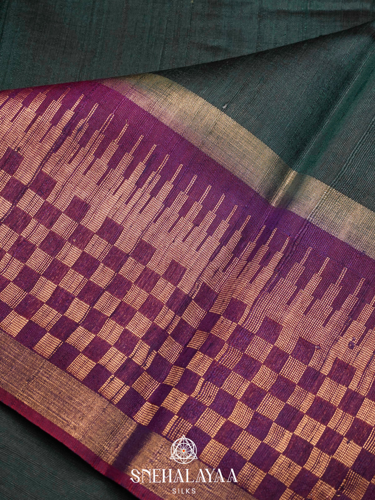 Forest Green Dupion Silk Saree