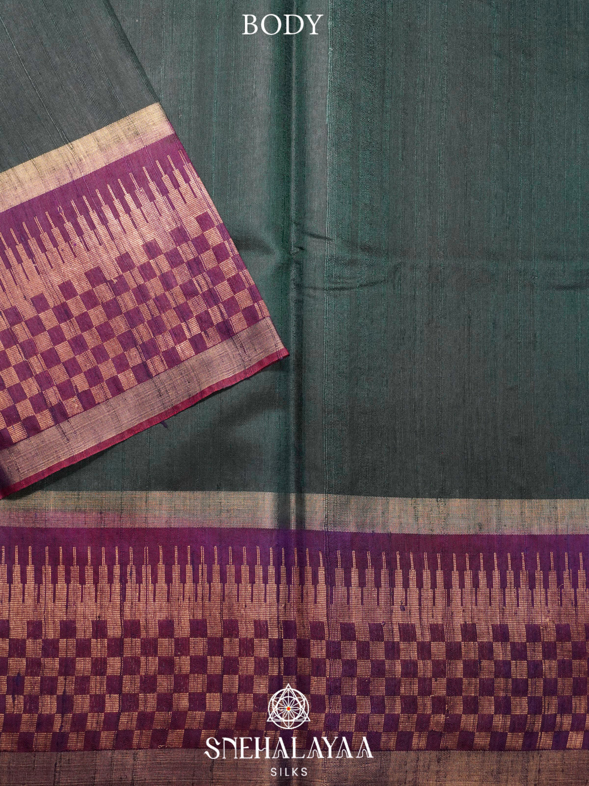 Forest Green Dupion Silk Saree