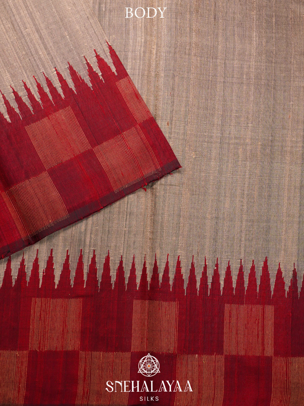 Beige Dupion Silk Saree