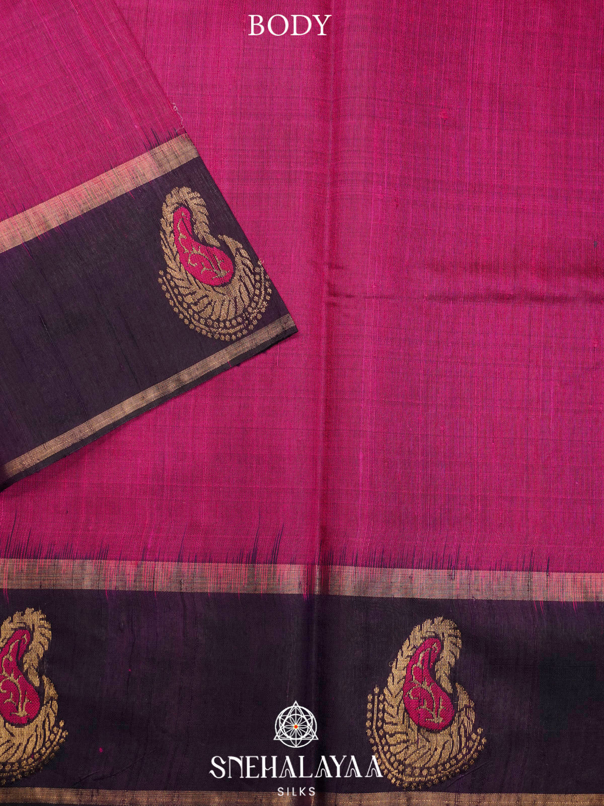 Rani Pink Dupion Silk Saree