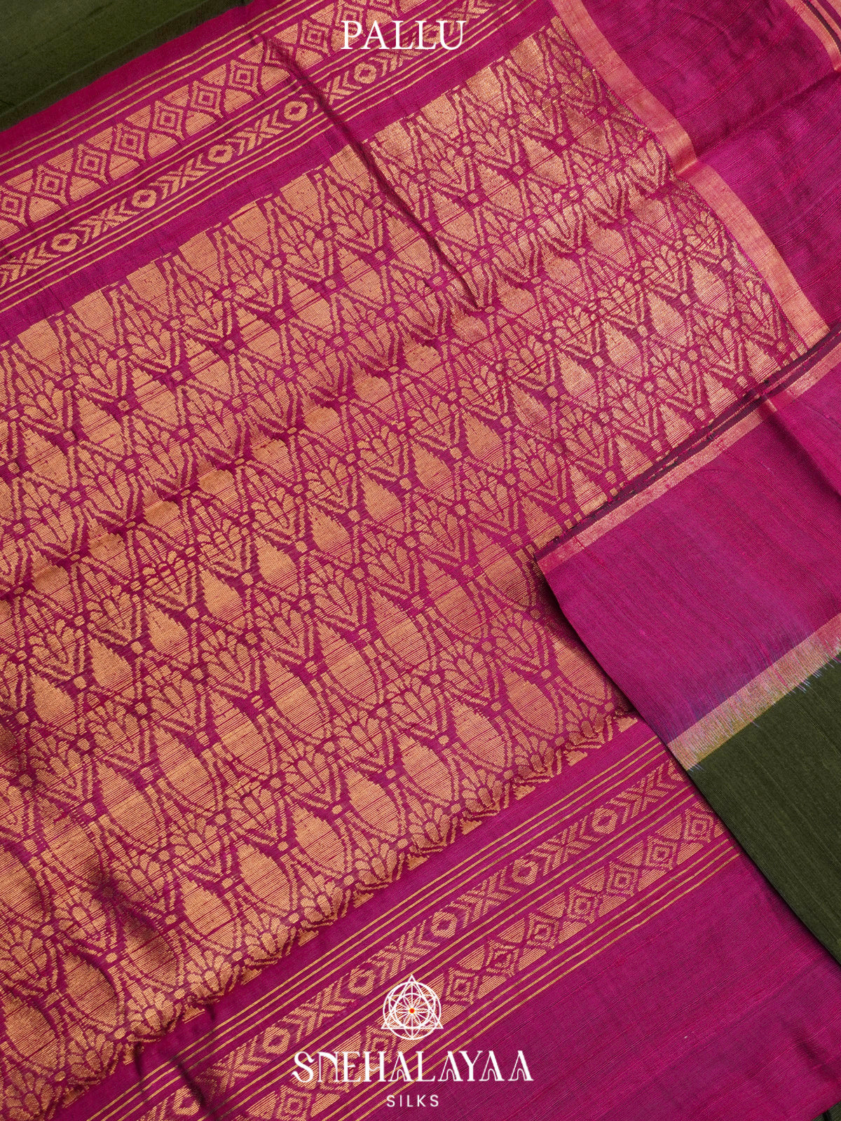 Olive Green Dupion Silk Saree