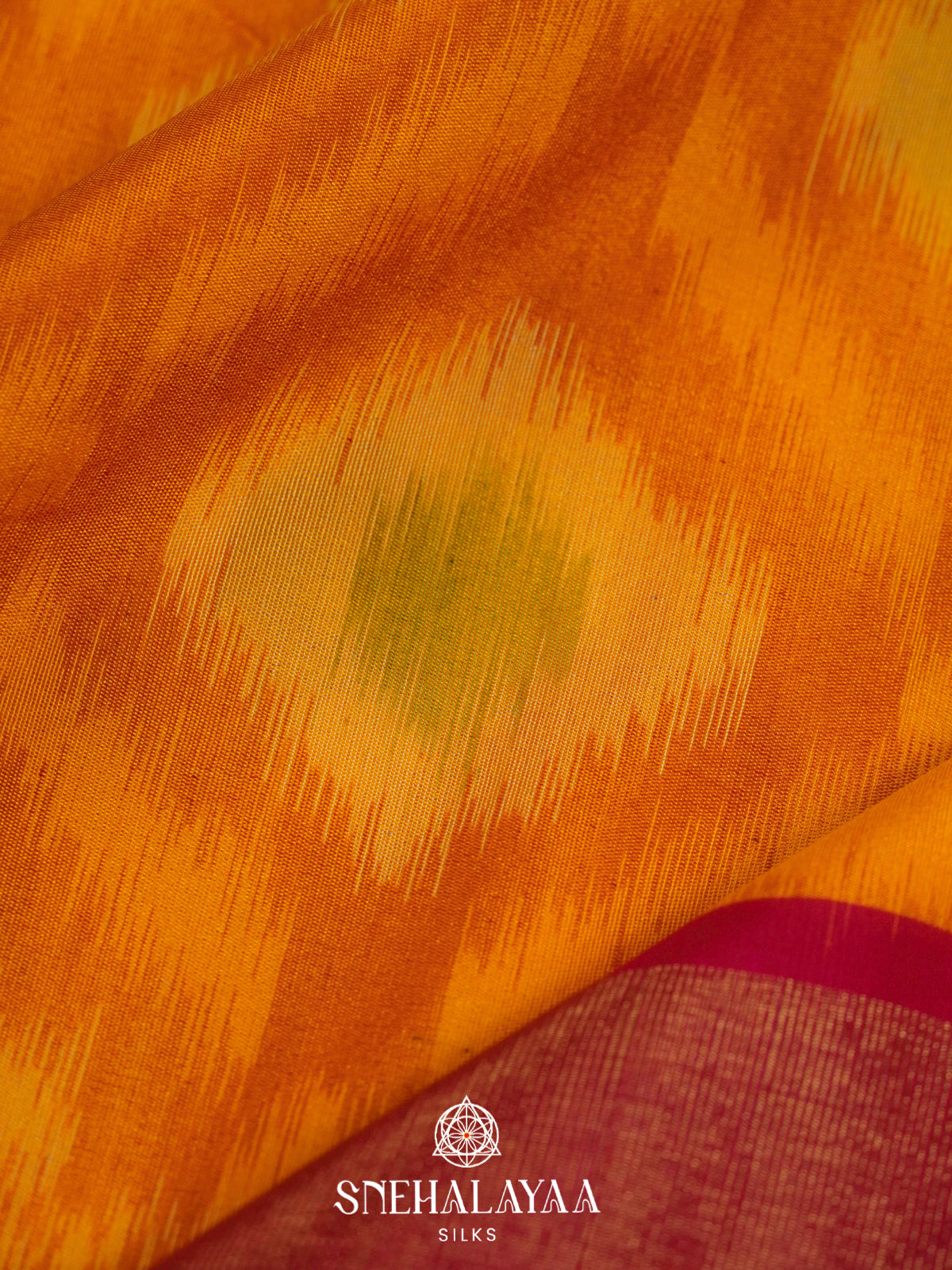 Mustard Ikat Silk Cotton Saree