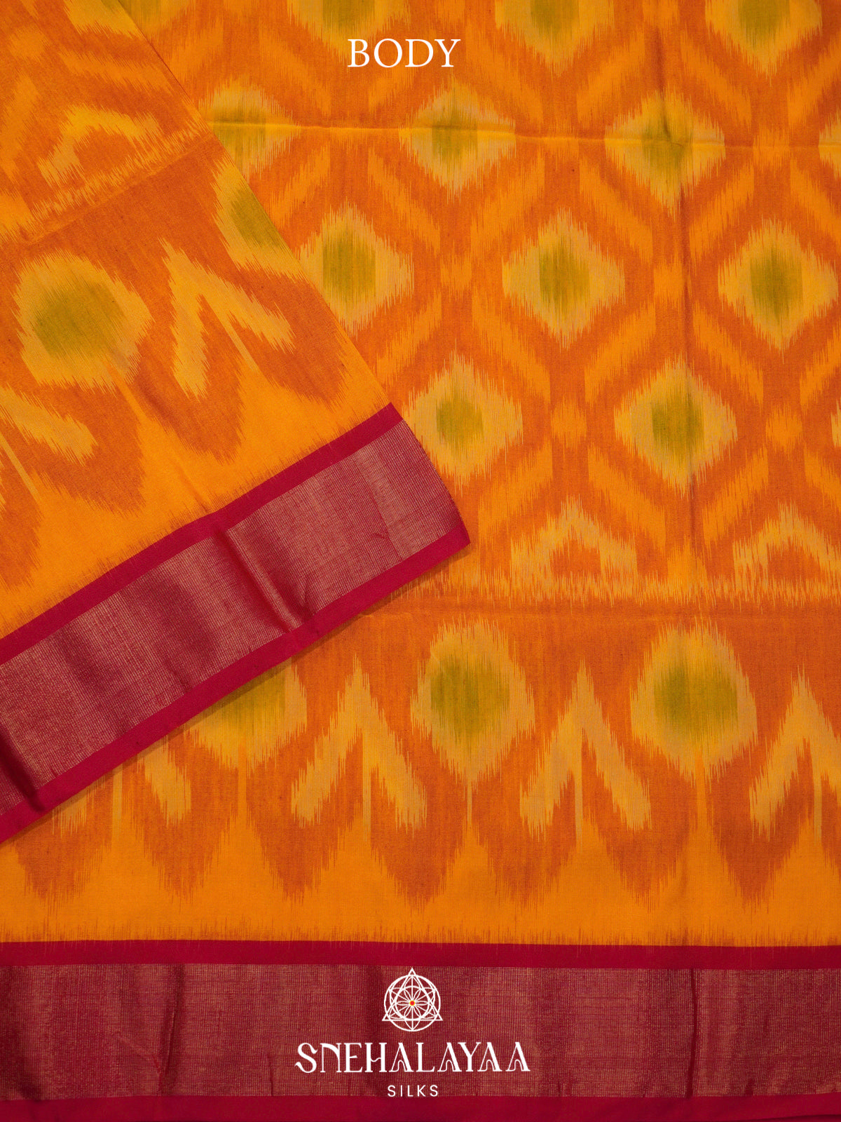 Mustard Ikat Silk Cotton Saree
