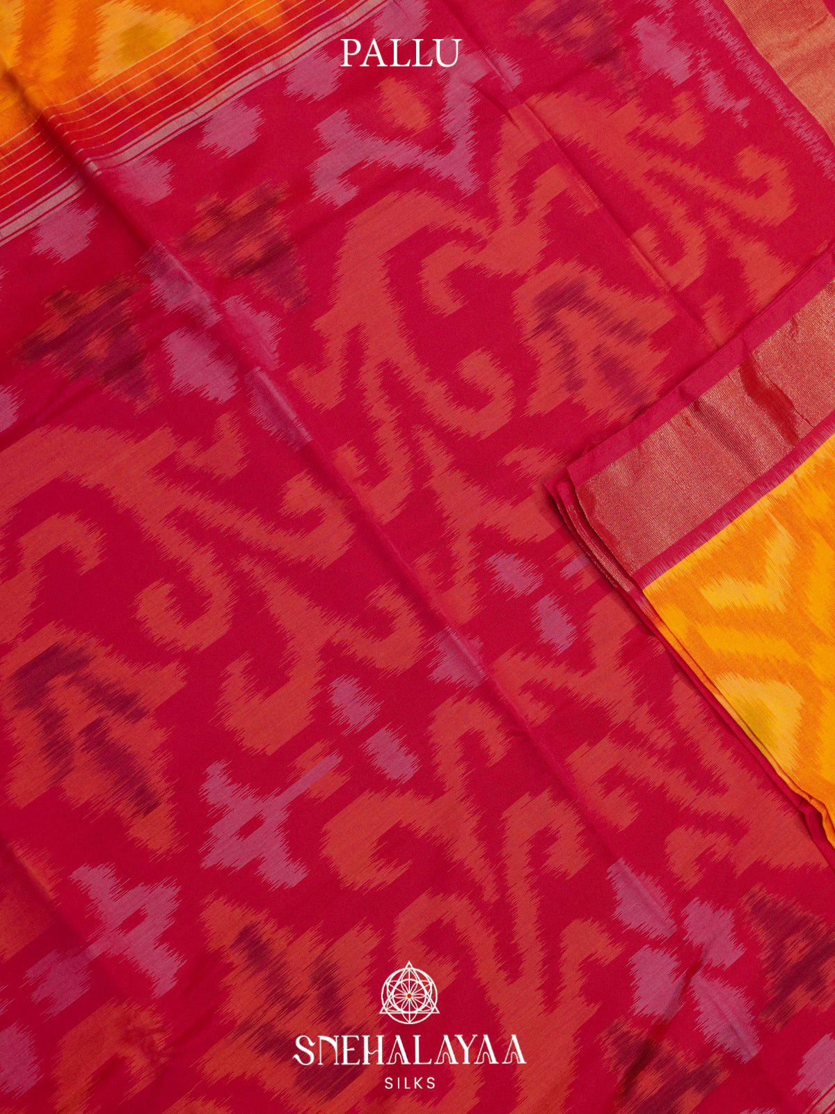 Mustard Ikat Silk Cotton Saree