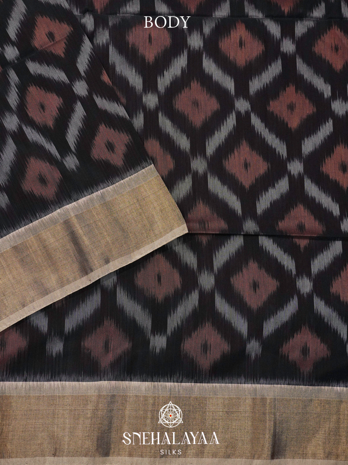 Black Ikat Silk Cotton Saree