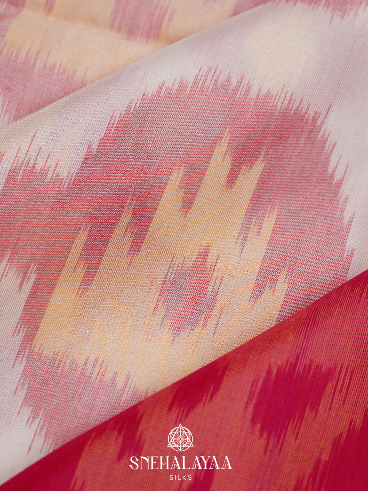 Off White Ikat Silk Cotton Saree