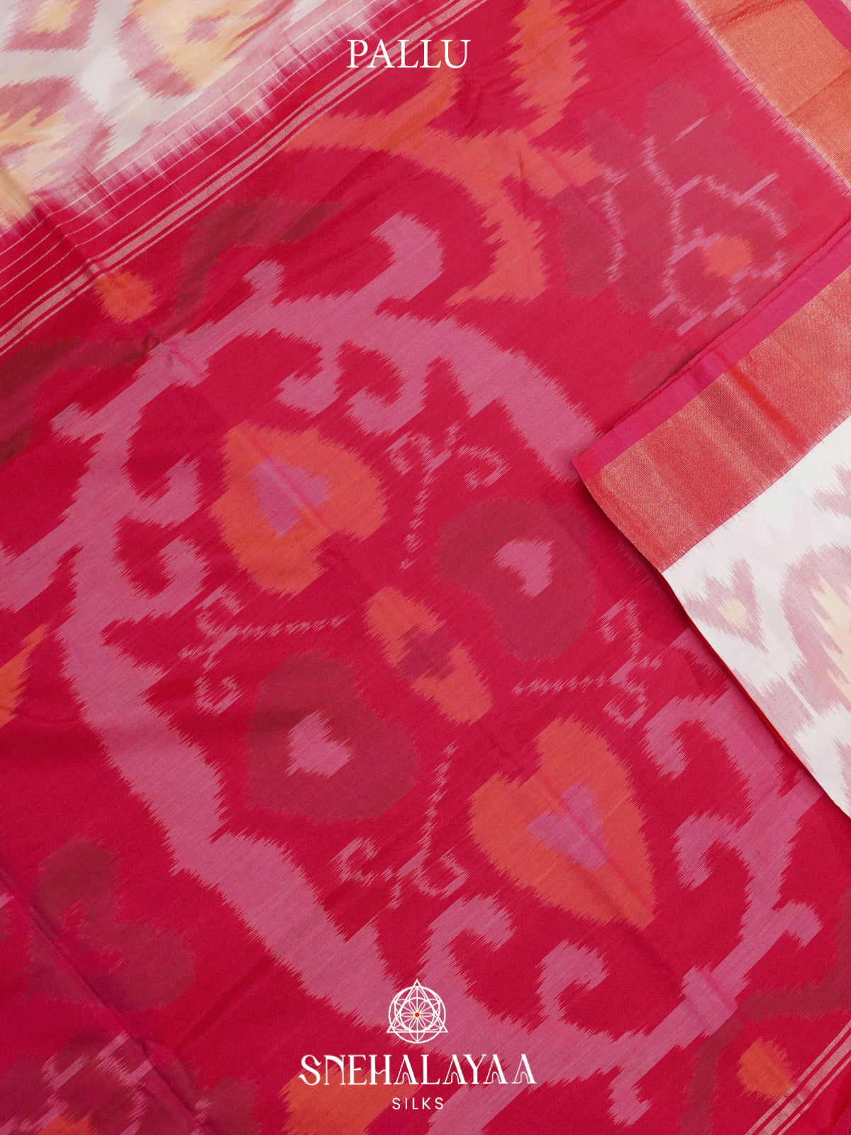Off White Ikat Silk Cotton Saree