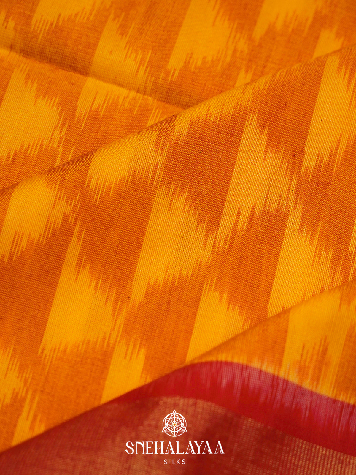 Mustard Ikat Silk Cotton Saree