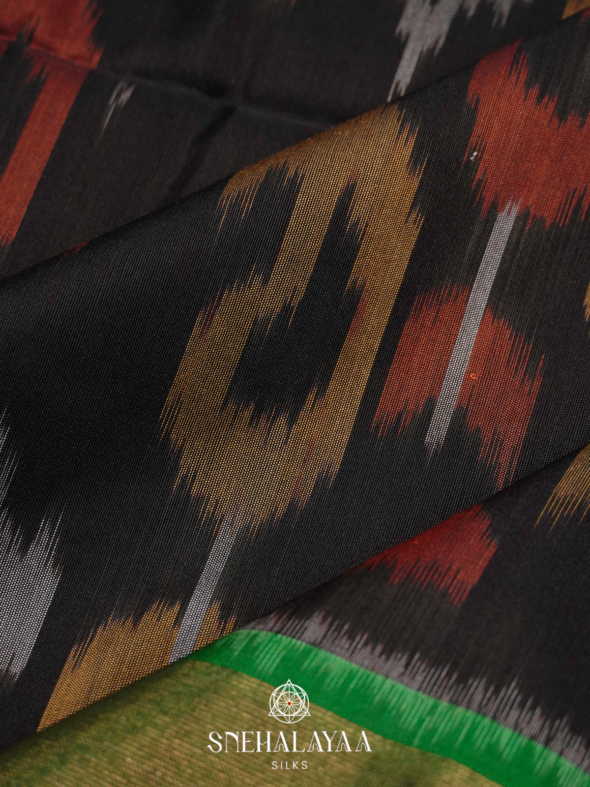 Black Ikat Silk Cotton Saree