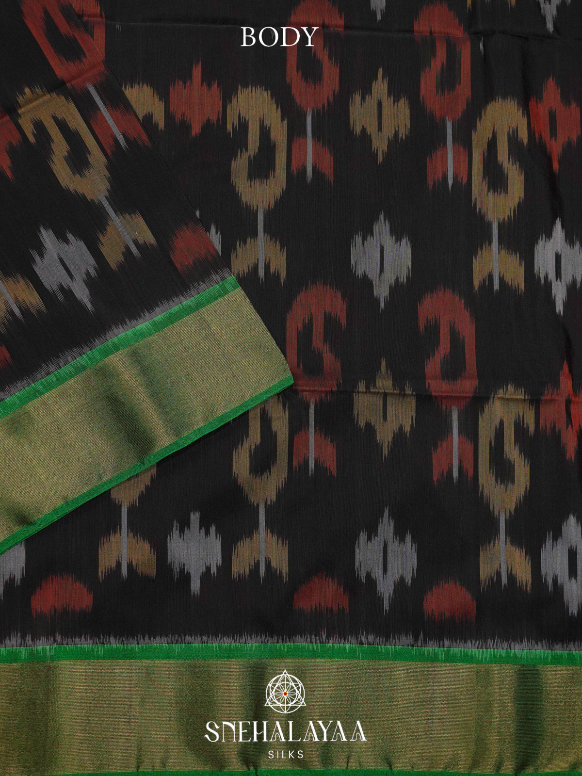 Black Ikat Silk Cotton Saree