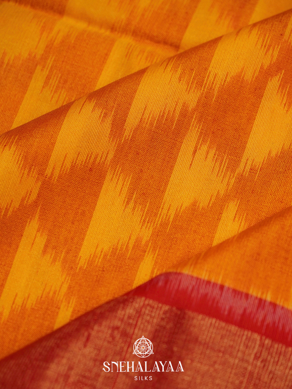 Mustard Ikat Silk Cotton Saree