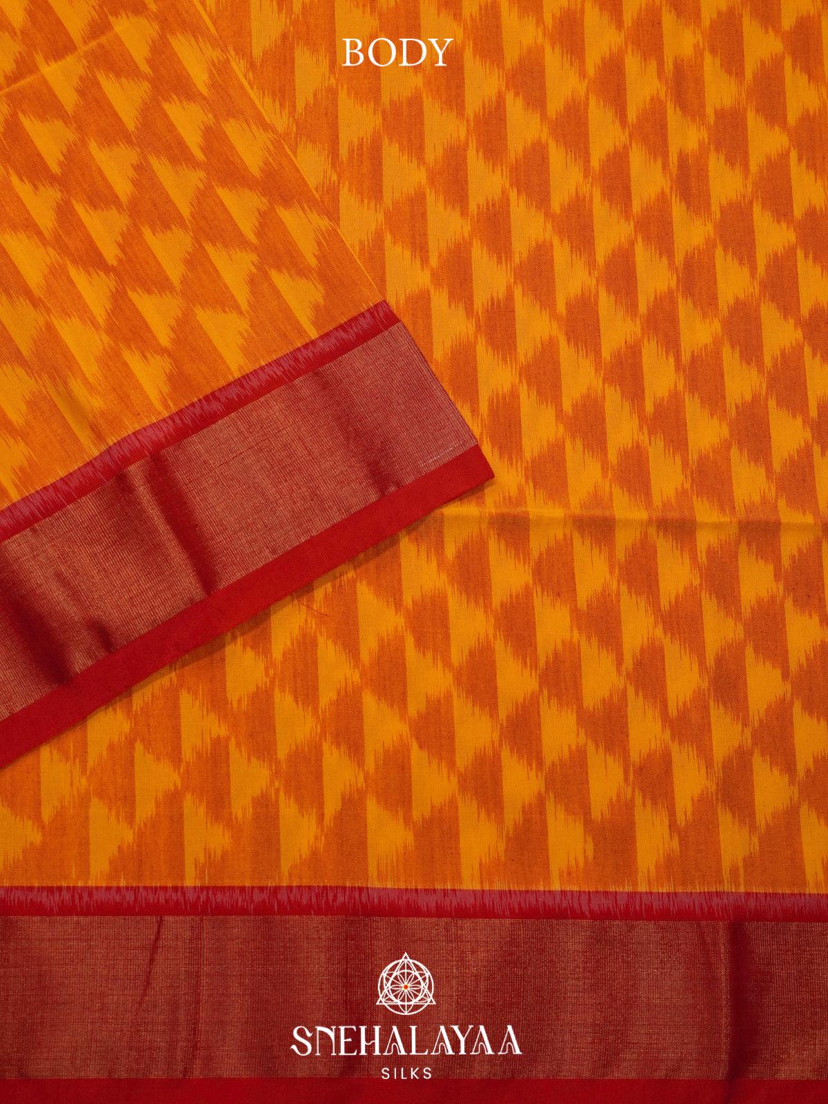 Mustard Ikat Silk Cotton Saree