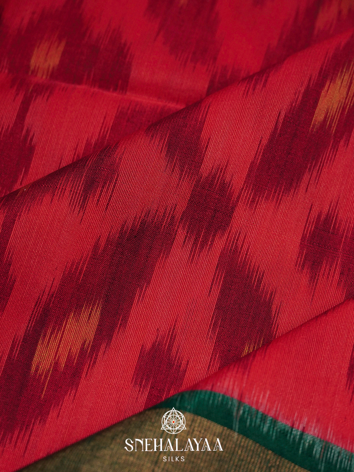 Red Ikat Silk Cotton Saree