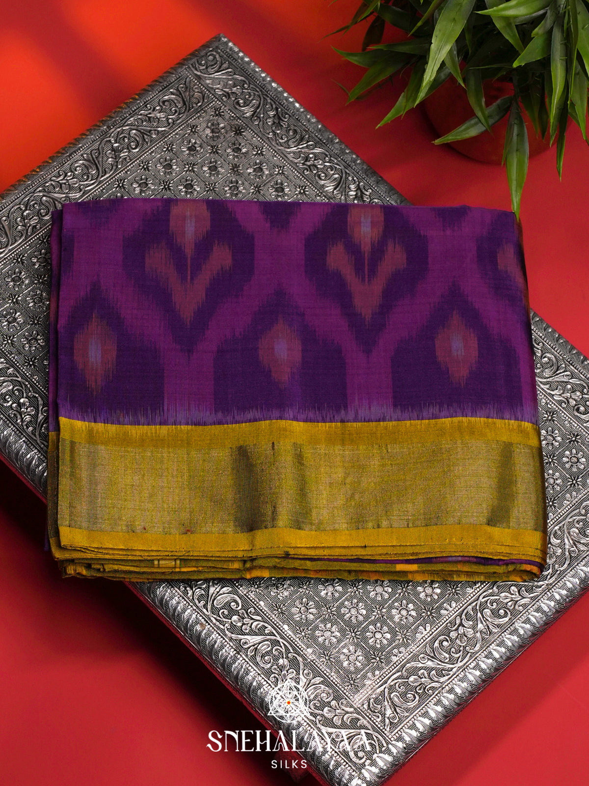 Purple Ikat Silk Cotton Saree