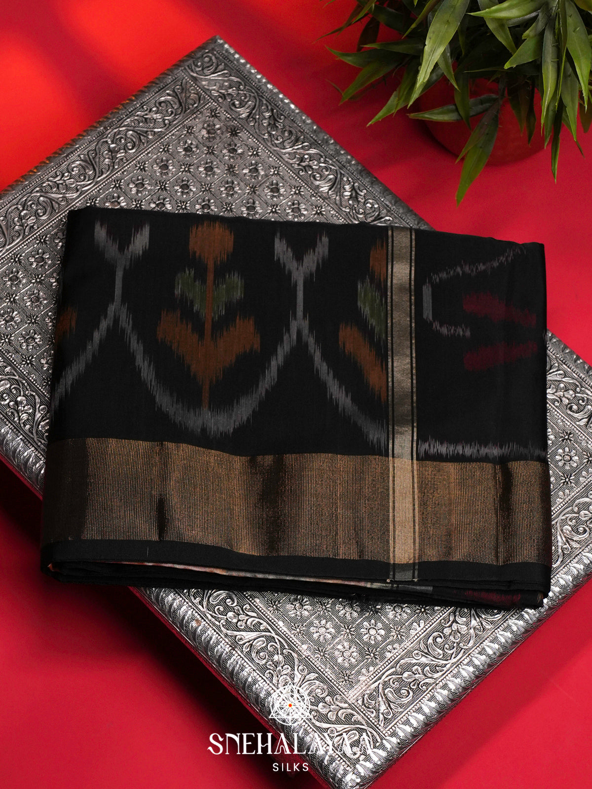 Grey Ikat Silk Cotton Saree