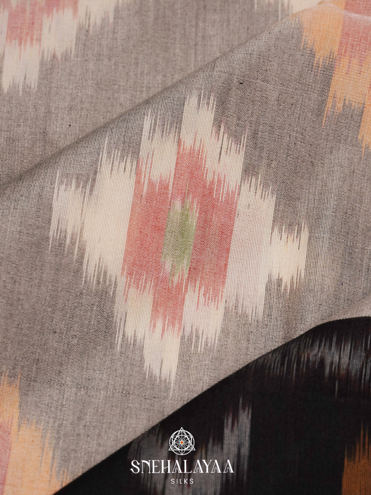 Grey Ikat Silk Cotton Saree
