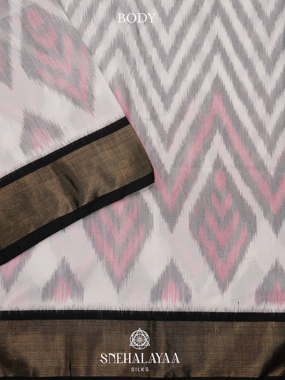 Off White Ikat Silk Cotton Saree
