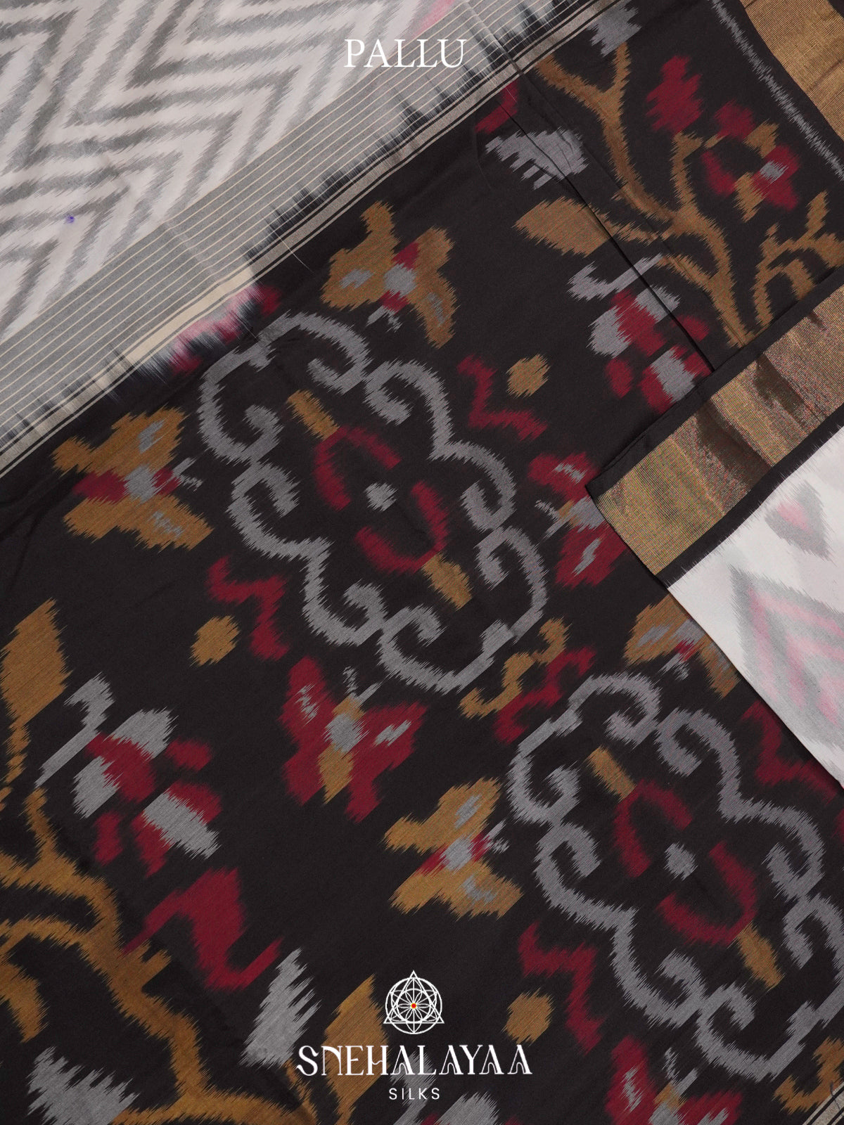 Off White Ikat Silk Cotton Saree