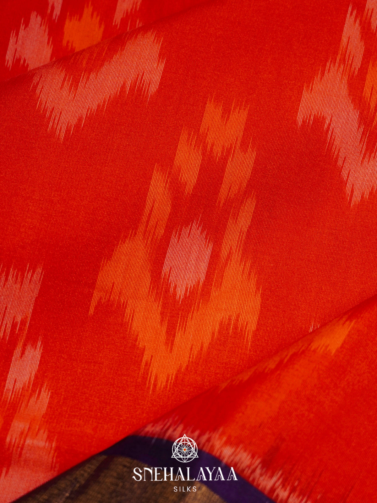 Orange Ikat Silk Cotton Saree