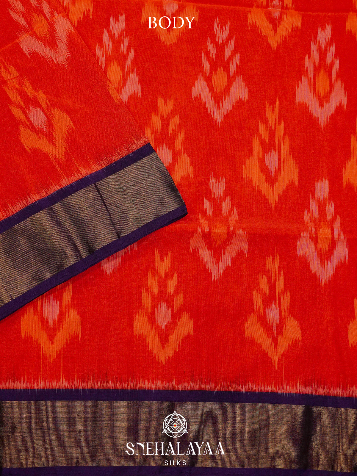 Orange Ikat Silk Cotton Saree