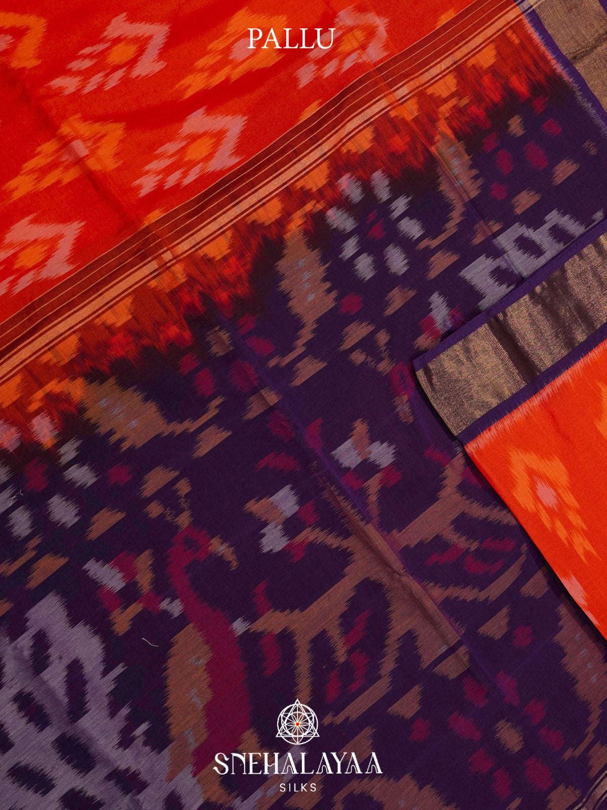 Orange Ikat Silk Cotton Saree