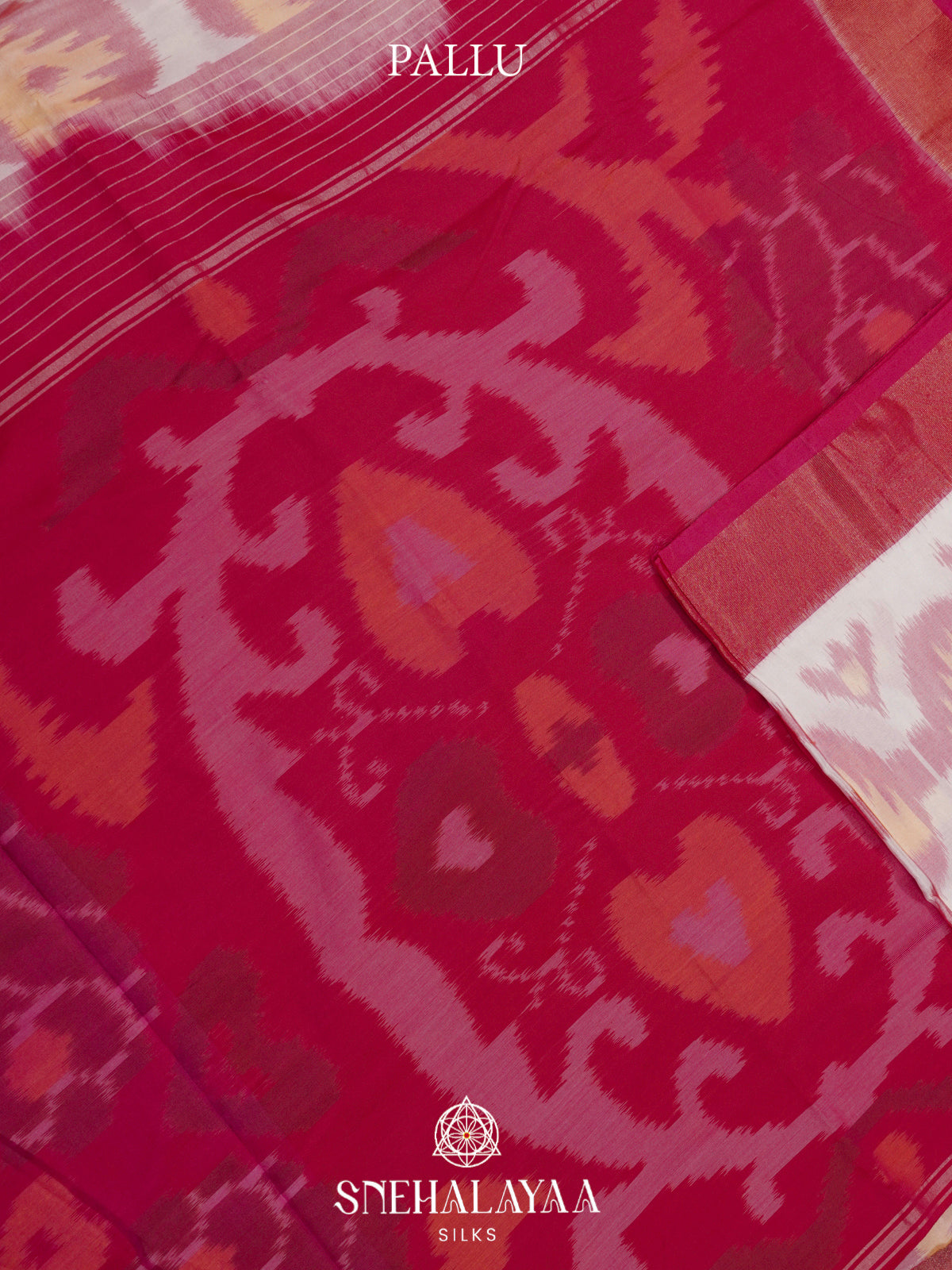 White Ikat Silk Cotton Saree