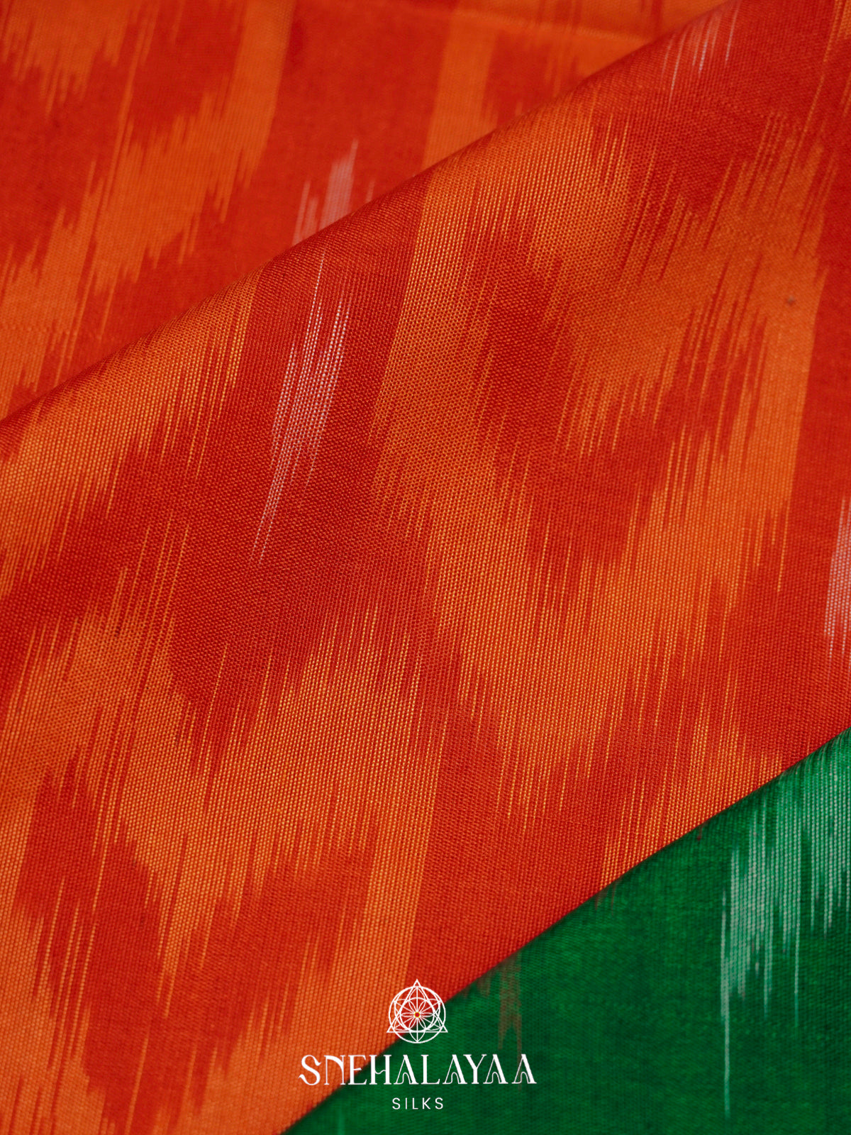 Burnt Orange Ikat Silk Cotton Saree