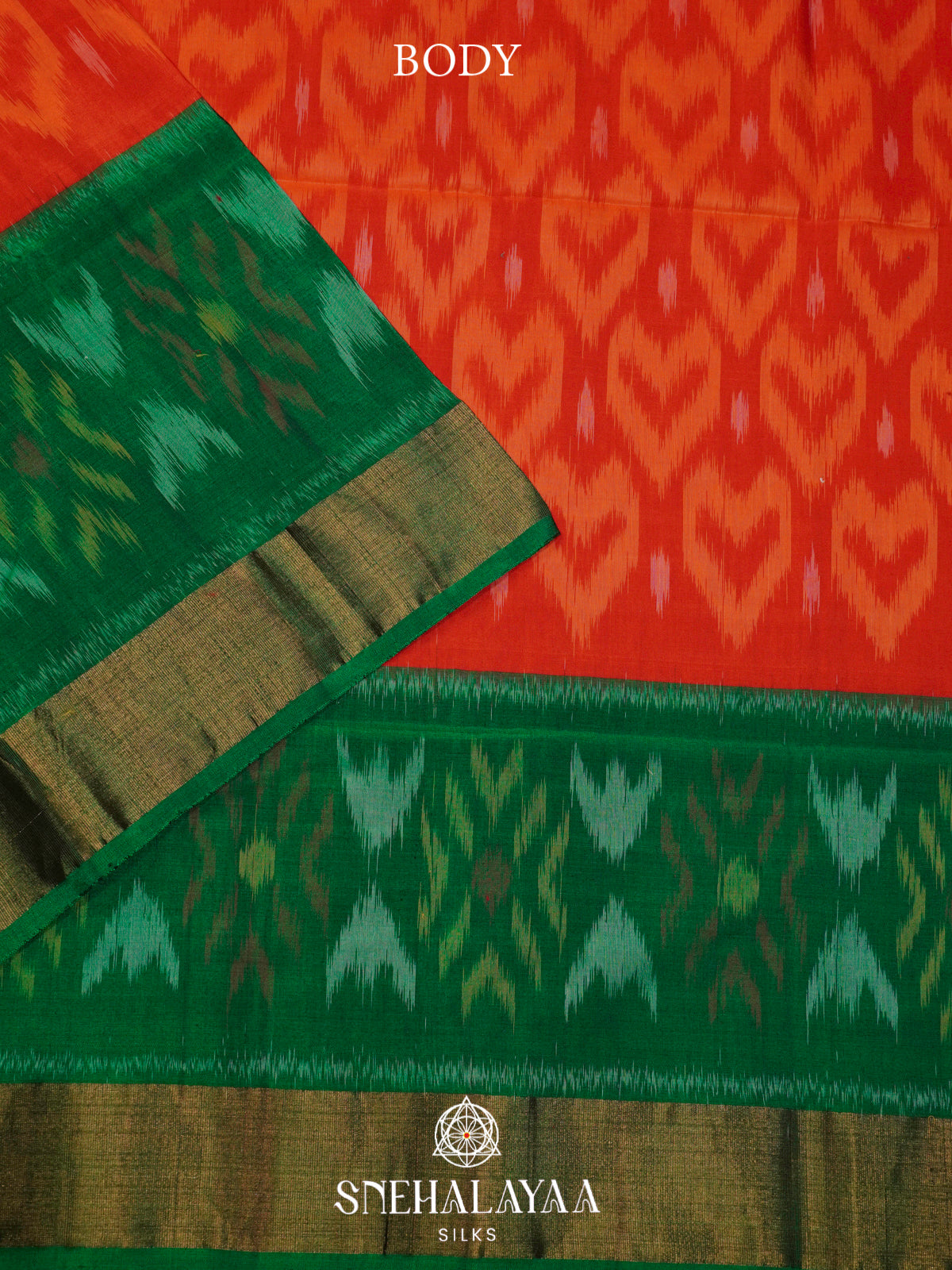 Burnt Orange Ikat Silk Cotton Saree
