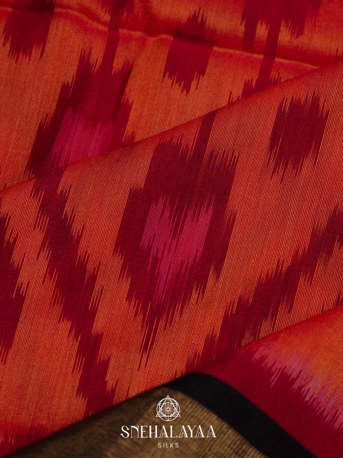 Terracotta Ikat Silk Cotton Saree