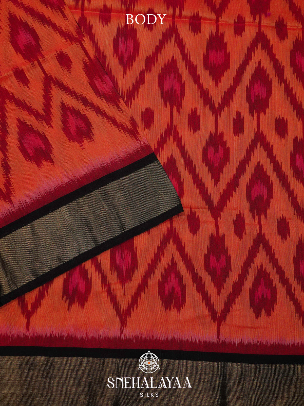 Terracotta Ikat Silk Cotton Saree