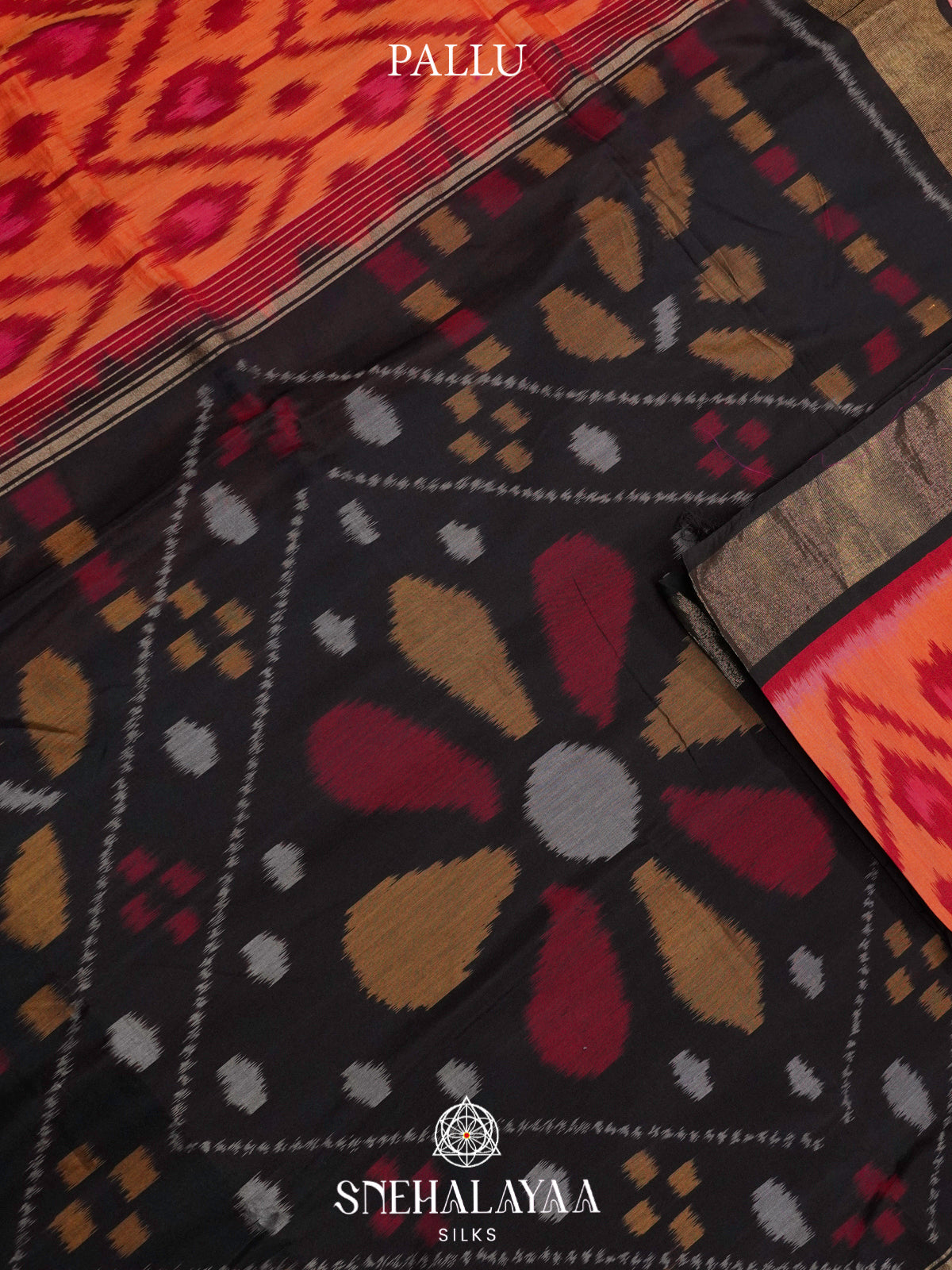 Terracotta Ikat Silk Cotton Saree