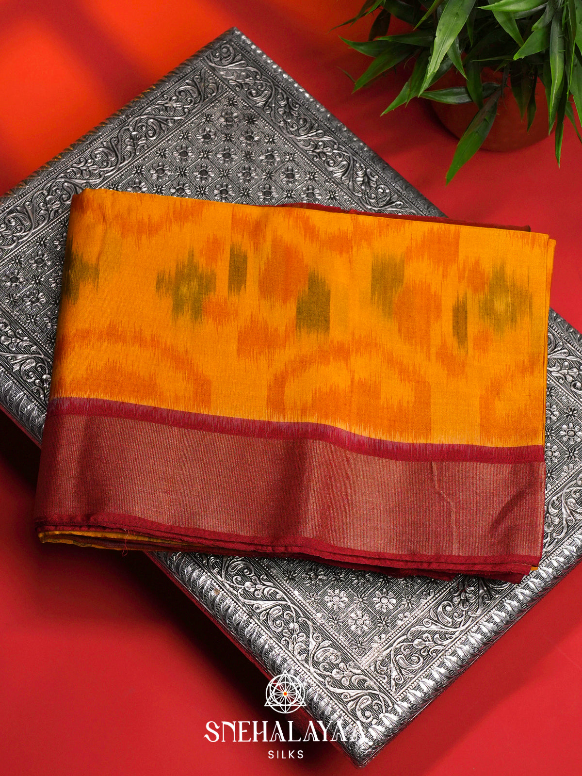Yellow Ikat Silk Cotton Saree
