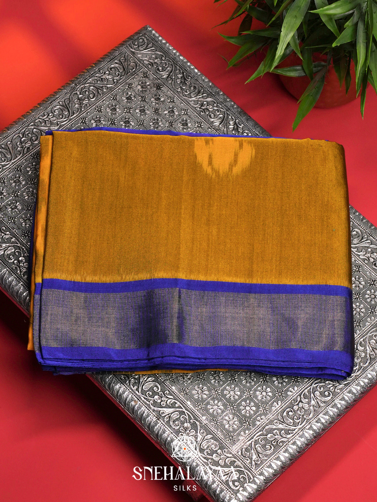 Olive Green Ikat Silk Cotton Saree