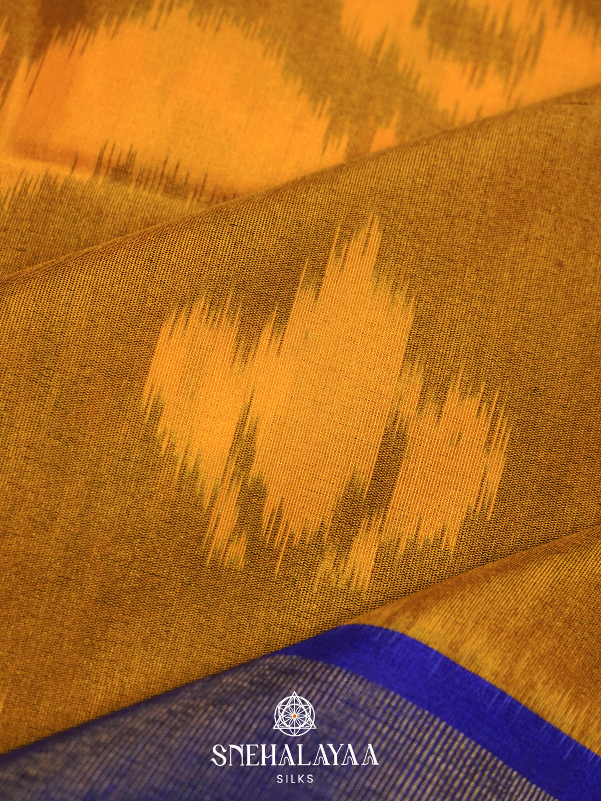 Olive Green Ikat Silk Cotton Saree