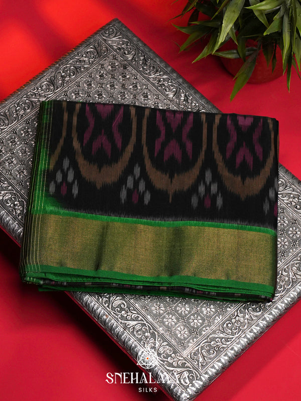 Black Ikat Silk Cotton Saree