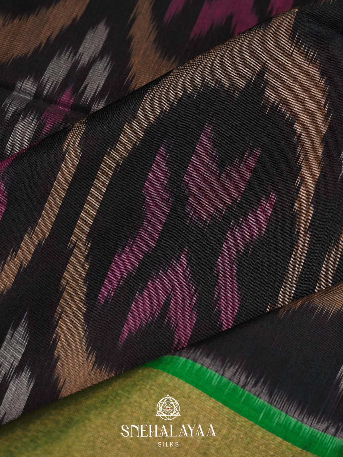 Black Ikat Silk Cotton Saree
