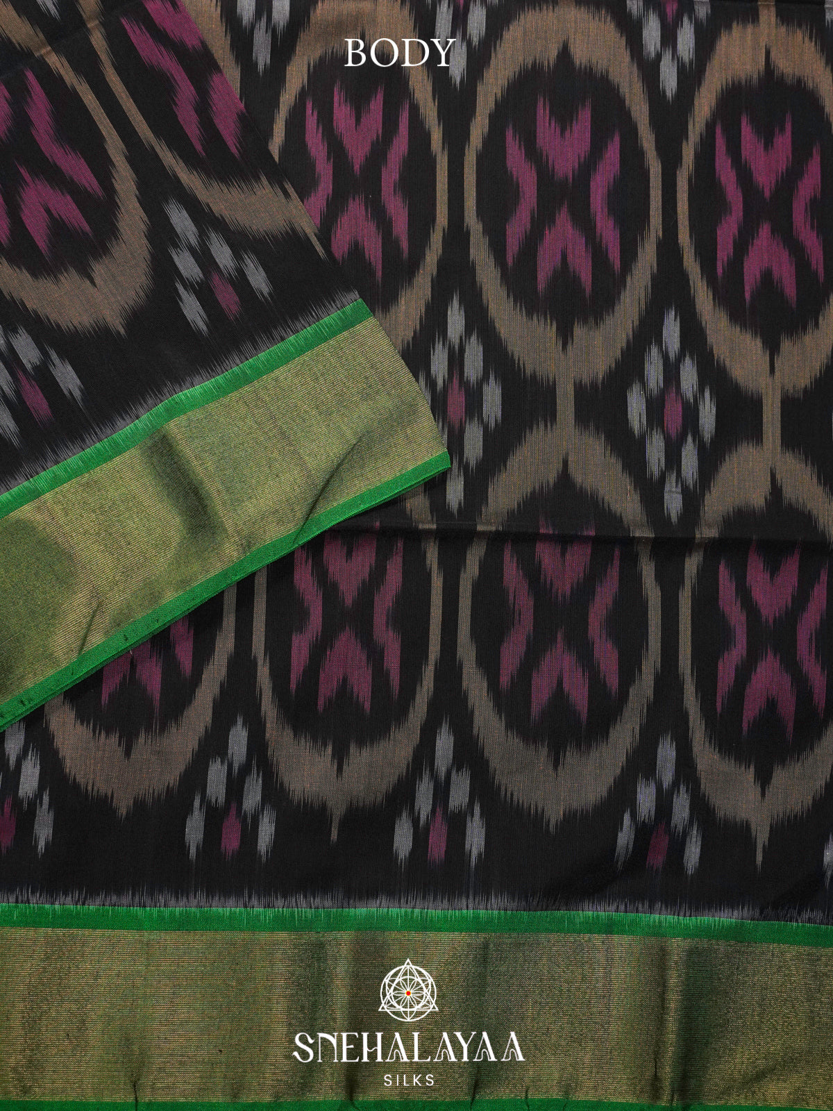 Black Ikat Silk Cotton Saree