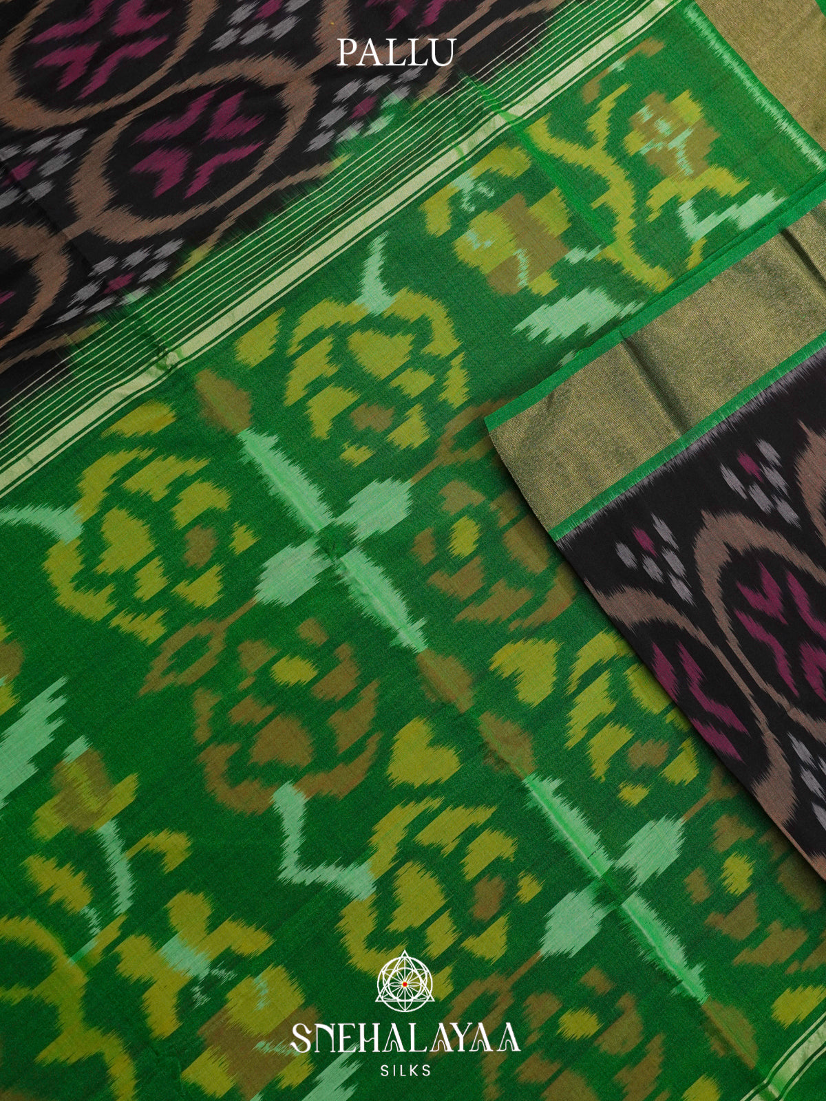 Black Ikat Silk Cotton Saree