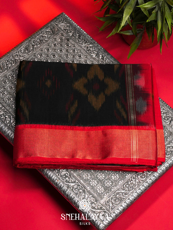 Black Ikat Silk Cotton Saree