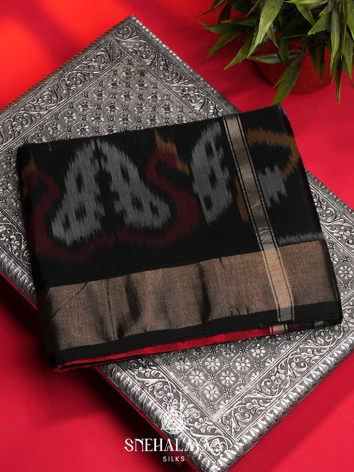 Red Ikat Silk Cotton Saree