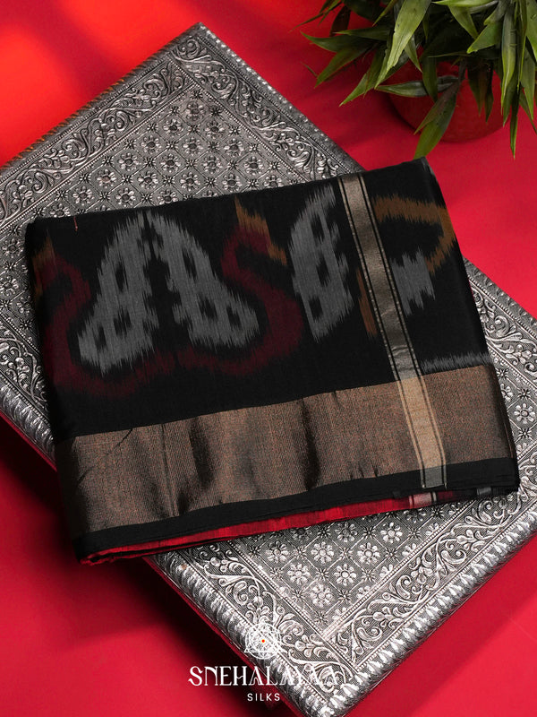 Red Ikat Silk Cotton Saree