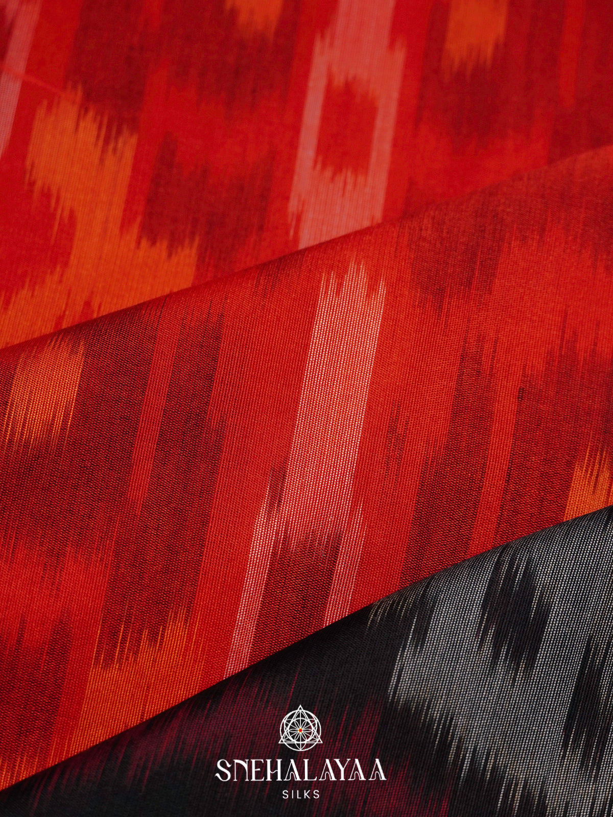 Red Ikat Silk Cotton Saree