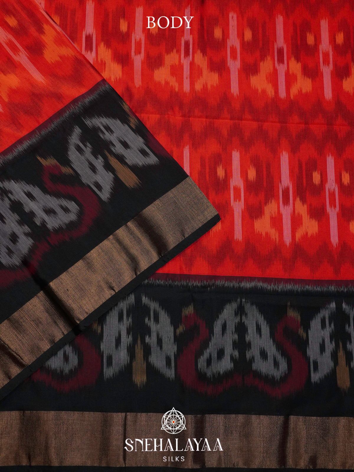Red Ikat Silk Cotton Saree